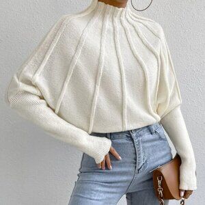 Mock Neck Ribbed Long Sleeve Sweater